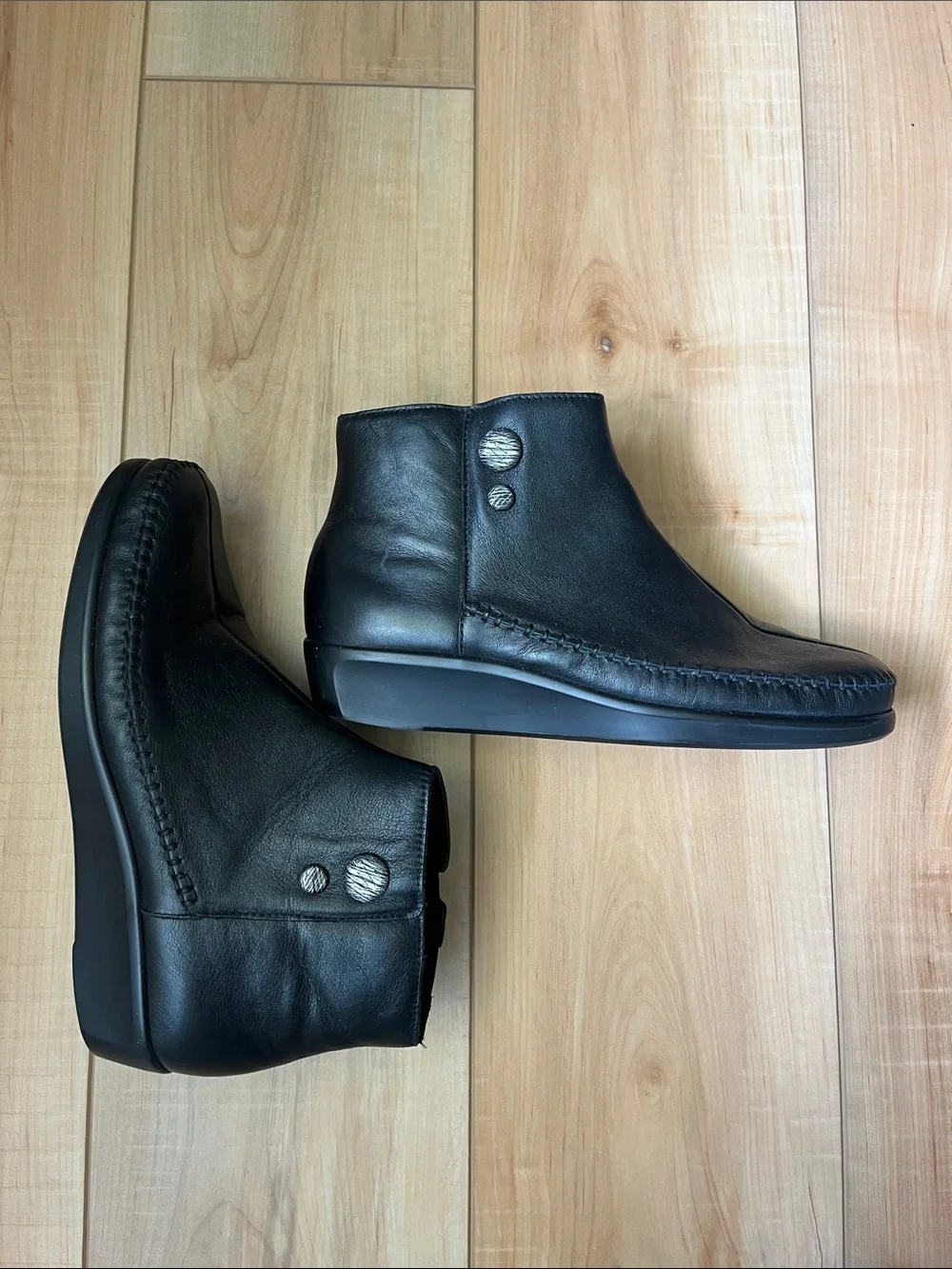 Women’s Black Leather Ankle Boots - Classic Slip-On Comfort